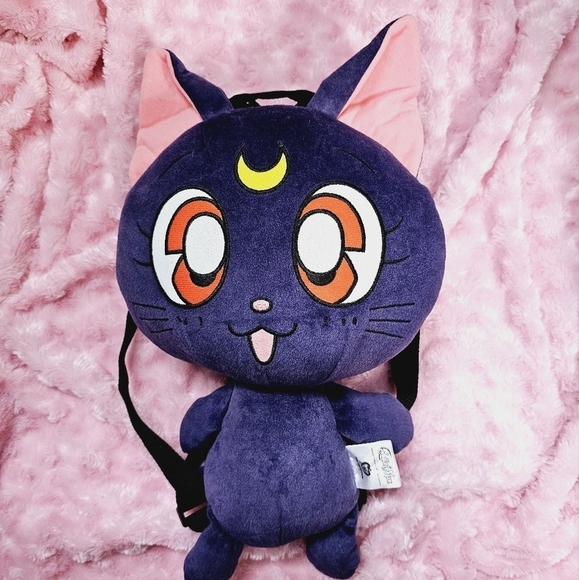 Sailor Moon Luna Cat Purple Plush 18" Backpack - Picture 2 of 7